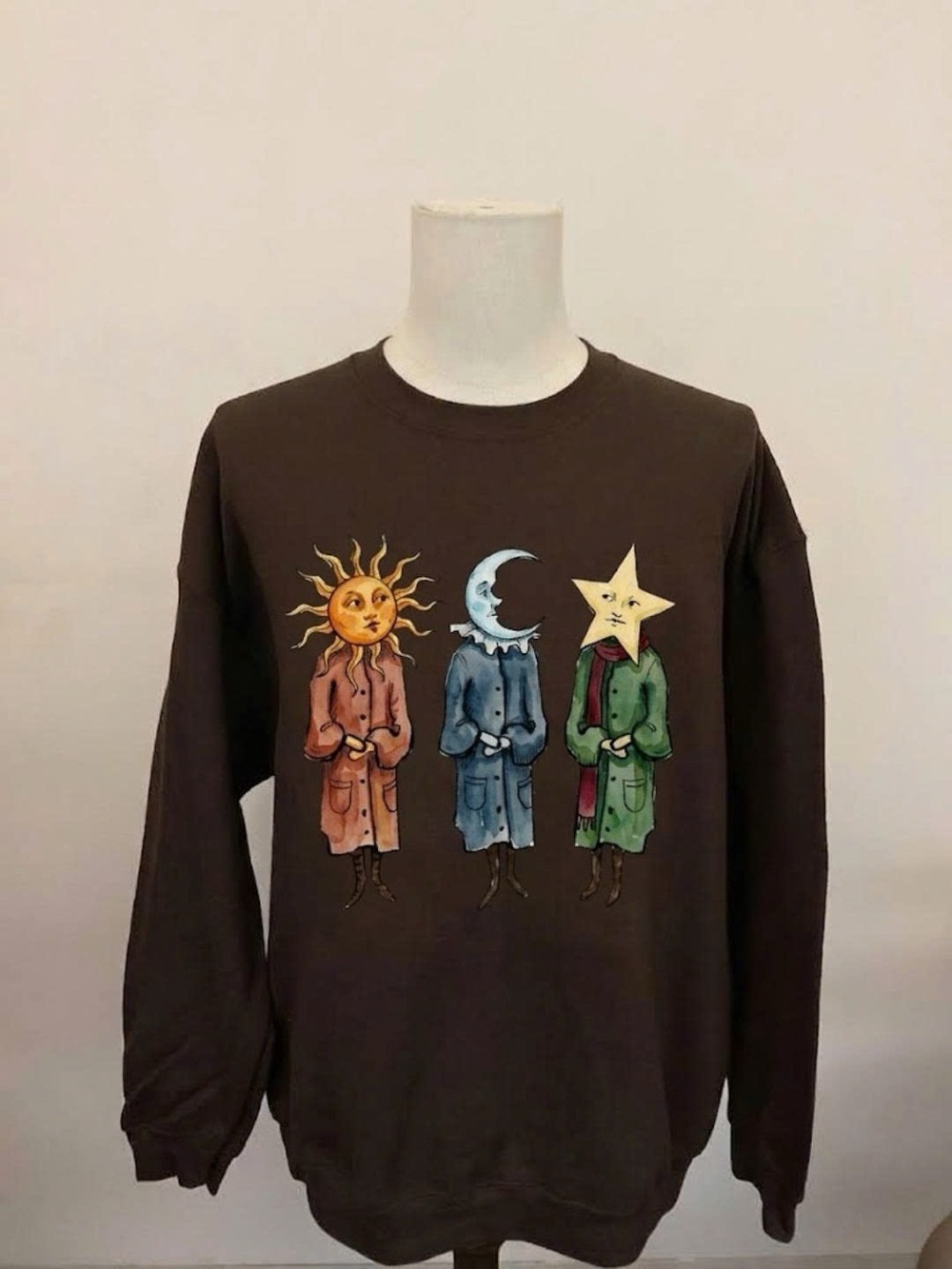 Sun Moon Star Graphic Sweatshirt - Brown